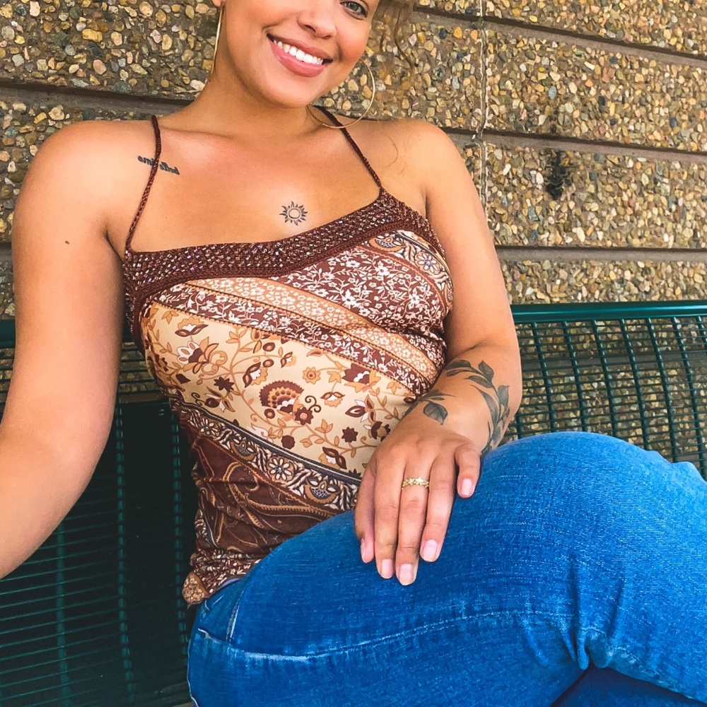 Y2K beaded halter top